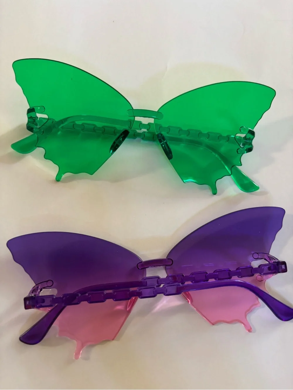 Butterfly Rimless Sunglasses in Green and Purple - Fashion Women's Shades